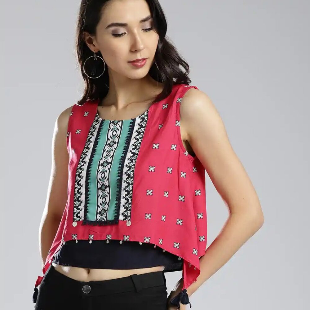 Pink Round Neck Sleeveless Top